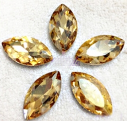 413 Glitzstone Gold Champagne Pointed Back Navette Rhinestones