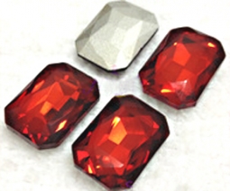 415 Glitzstone Light Siam Red Pointed Back Rectangle Rhinestones