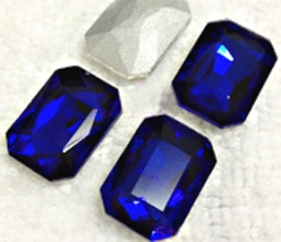 415 Glitzstone Cobalt Blue Pointed Back Rectangle Rhinestones