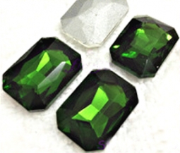 415 Glitzstone Grass Green Pointed Back Rectangle Rhinestones