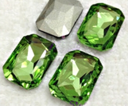 415 Glitzstone Peridot Green Pointed Back Rectangle Rhinestones