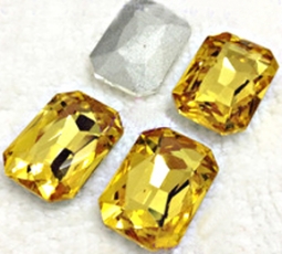 415 Glitzstone Topaz Yellow Pointed Back Rectangle Rhinestones