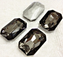 415 Glitzstone Black Diamond Pointed Back Rectangle Rhinestones