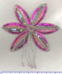 4315 Pink & Fuchsia Sequin Flower Applique (1 piece)