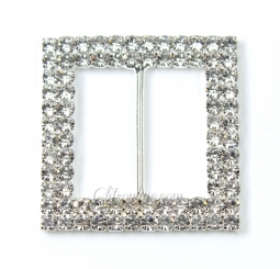 7025  2 Row Crystal Rhinestone Belt Buckle