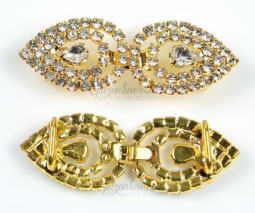 7105 Crystal Rhinestone Gold Frog Closure