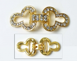 7107 Crystal Rhinestone Gold Frog Closure