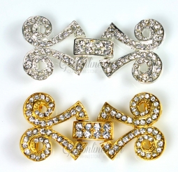 7108 Gold or Silver Rhinestone Frog Closure