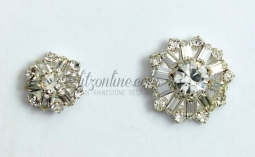 7213-15 Crystal & Silver Rhinestone Button