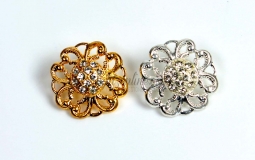 7234 Crystal Rhinestone Silver or Gold Button