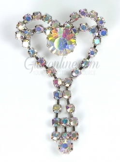 7243-Crystal or AB Rhinestone Heart with Dangle