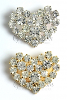 7269 Austrian Crystal or Gold Rhinestone Heart Button