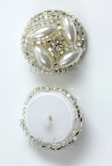 7334 1" Austrian Crystal Pearl Silver Button