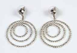 7413 Crystal Rhinestone Large 3 Circle Earrings