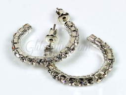 7405 1" Crystal Rhinestone Hoop Earrings
