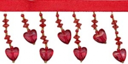 7518 Red Hearts Crystal Beaded Fringe Trim