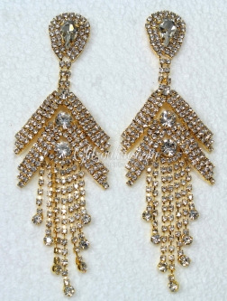 7521 Crystal Rhinestone Gold Chandelier Earrings