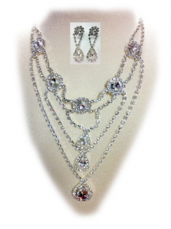 7524 Crystal Rhinestone Necklace & Earrings Set