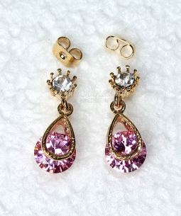 7528 Crystal Rhinestone Pink Earrings