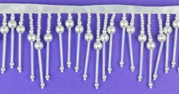 7533 3" White Pearl Beaded Fringe Trim