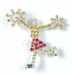 7633 Crystal Rhinestone Cheerleader Pin