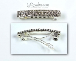 7656 Crystal 3 Row Rhinestone Hair Barrette