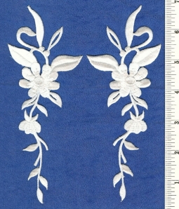 8034 White Iron On Applique Pair