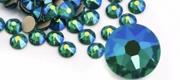 2058 Aura Crystal  Emerald Green AB Flatback Rhinestones