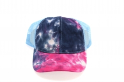 C.C. Beanie High Ponytail Ball Cap Navy Blue Tie Dye