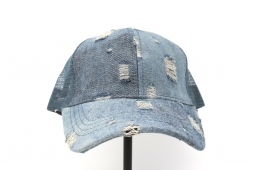 C.C. Beanie High Ponytail Ball Cap Distressed Denim