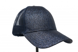 C.C. Beanie High Ponytail Navy Blue Glitter Ball Cap