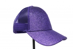 C.C. Beanie High Ponytail Purple Glitter Ball Cap