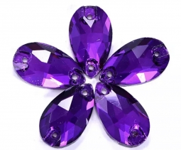 312 Glitzstone Purple Velvet Teardrop Sew On Rhinestones