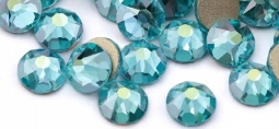 2088 Glitzstone 16 Facet Crystal Aqua AB Shimmer Blue Flatback Rhinestones