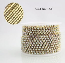 12ss Austrian Crystal AB Gold Base Rhinestone Cup Chain