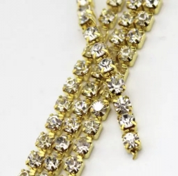 12ss Austrian Crystal Gold Base Rhinestone Cup Chain