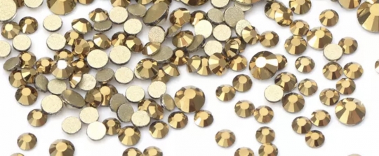 2058 Glitzstone Crystal Mixed Sizes Metallic Coated Gold Rhinestones 1,400 Crystals