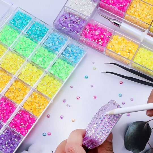 24,000 Piece Neon Jelly Rhinestone Kit w/Bling Tool: Glitz and Glamour
