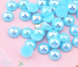 Aqua Light Blue AB Flatback Pearls - 5mm 100 Pieces