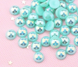 Mint Green AB Flatback Pearls - 4mm 100 Pieces