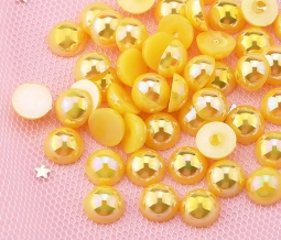 Yellow AB Flatback Pearls - 4mm 100 Pieces