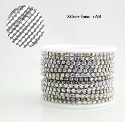 6ss Austrian Crystal AB Silver Base Rhinestone Cup Chain